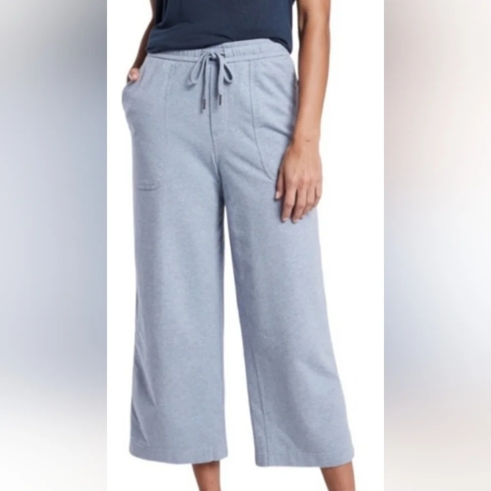 Athleta Womens Farallon Heathered Blue Wide Leg Crop Jogger Size 2 - Picture 9 of 9